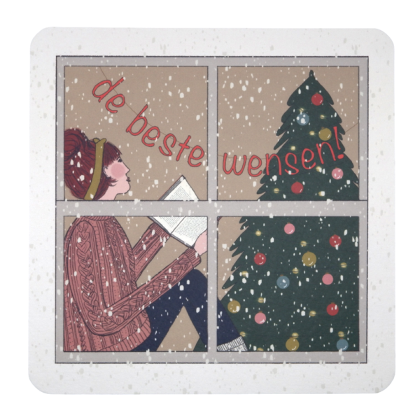 kerstkaart - kerstpost - hand geïllustreerde kaart - hip - leuk - - originele - warme kleuren - kerstboom - kerst huis - sneeuw - beste wensen - nieuwjaar